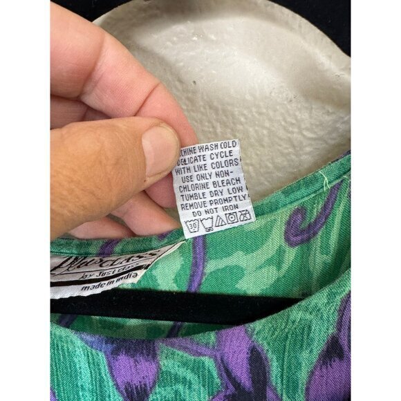 Vintage Plus Class By Just Class Women's Green Dress Size M short sleeve floral - Picture 4 of 7